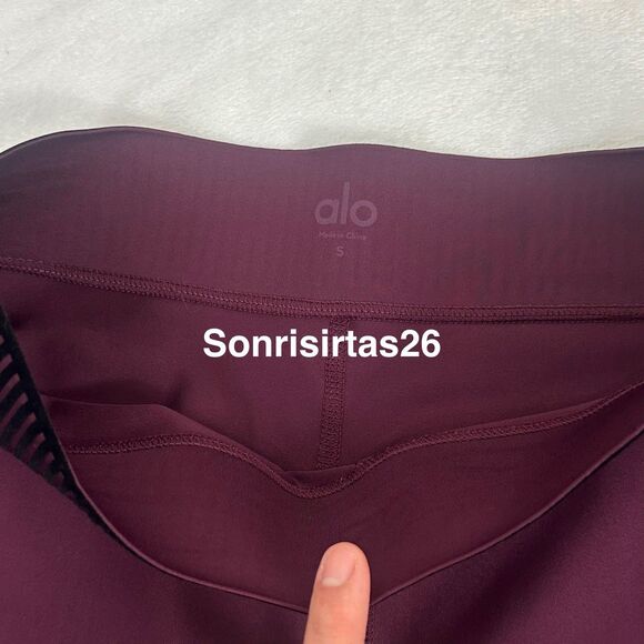Alo Yoga Airlift HW 7/8 Line Up Legging in Burgundy Sold Out Limited Edition - Picture 7 of 8